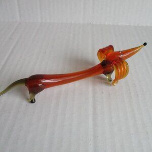 *Adorable! Dachshund Blown Glass Art Sculpture Amber Burnt Orange Tones